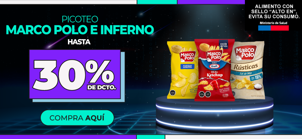 Snacks y papas Marco Polo e Inferno con hasta 30% de descuento